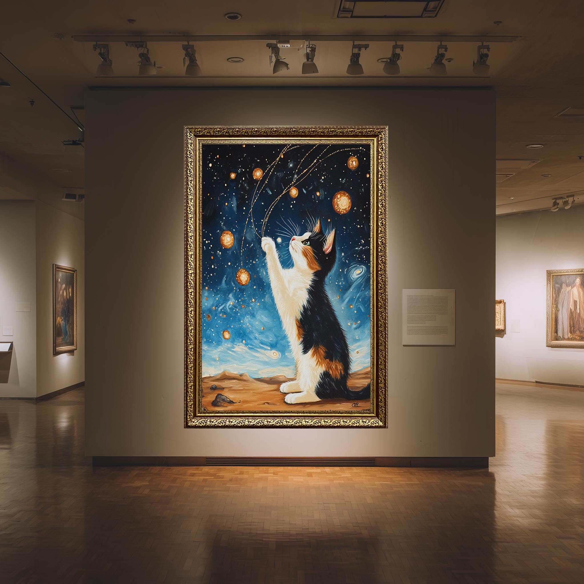 Calico Cat Canvas Print – Whimsical Cosmic Cat Artwork | Fantasy Feline Wall Art