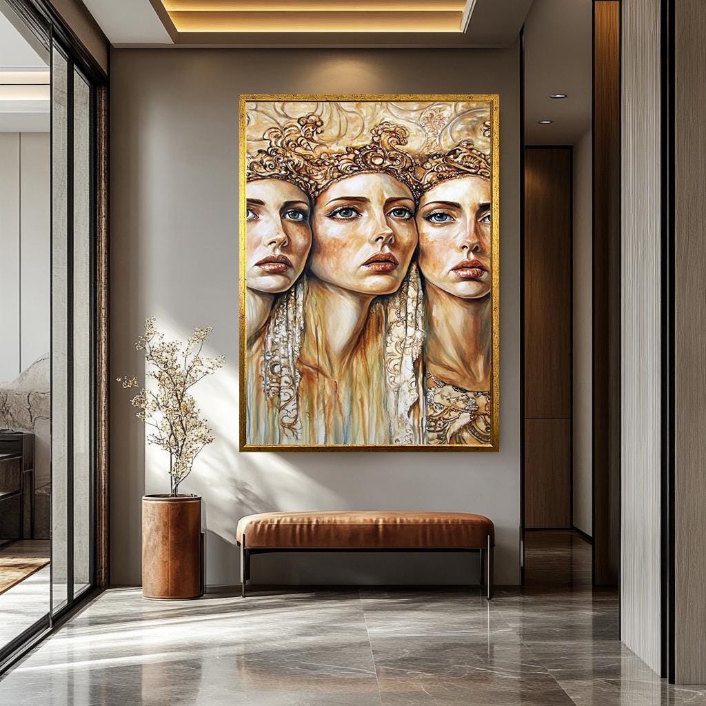 Women Wall Art – Modern Renaissance Artwork | Luxury Home Decor | Gold Frame