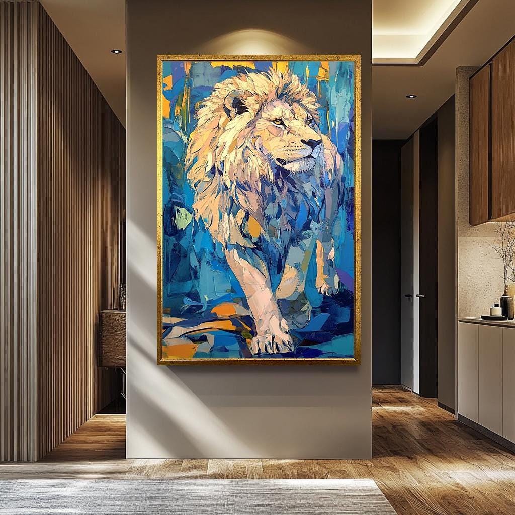 Lion Wall Art - Modern Wildlife Canvas | Vibrant Animal Artwork & Decor