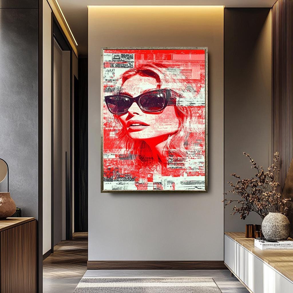 Women Pop Art Wall Art - Bold Red Portrait | Modern Feminine Decor Canvas