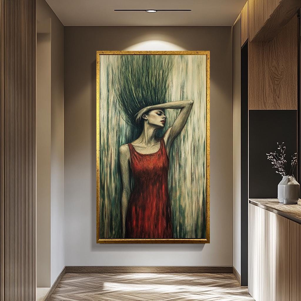 Surreal Woman Portrait - Modern Abstract Wall Art | Feminine Canvas Painting