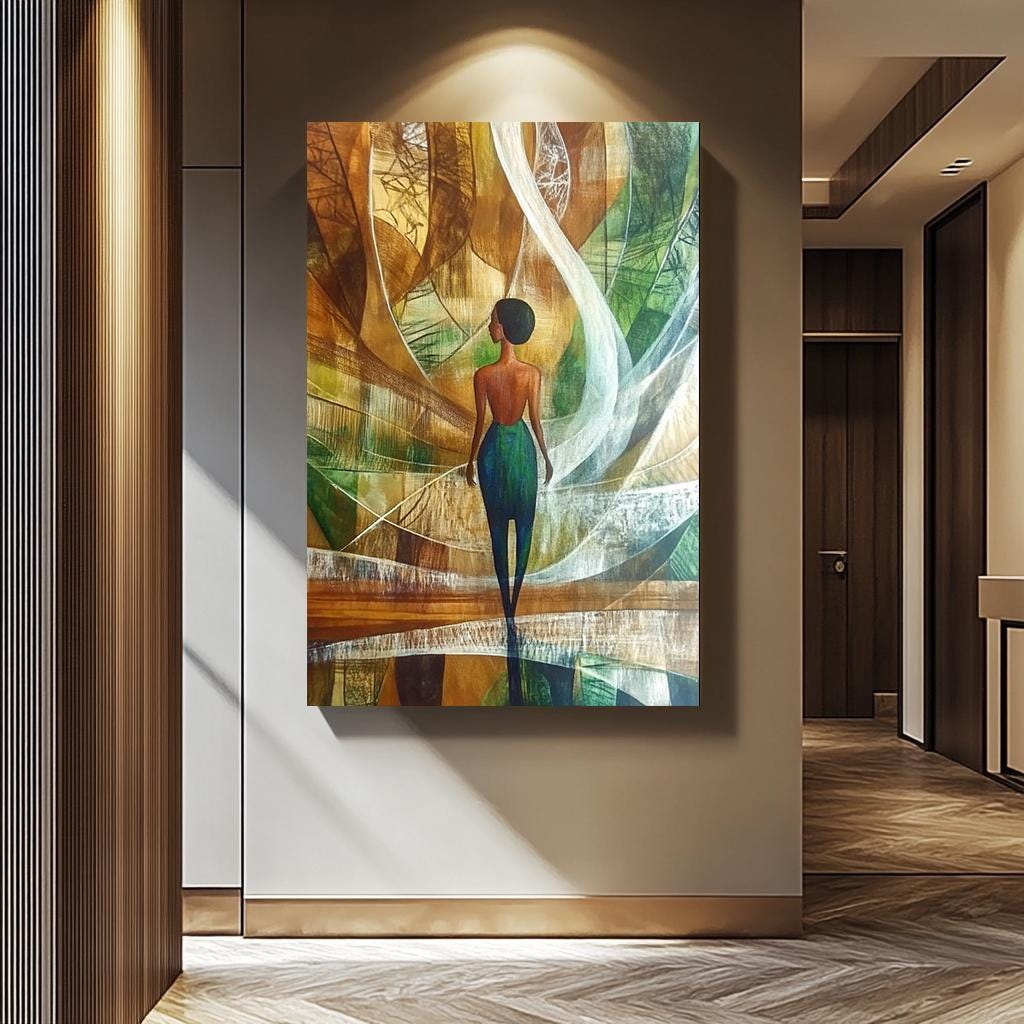 African Women Wall Art - Elegant Abstract Female Portrait Canvas Print