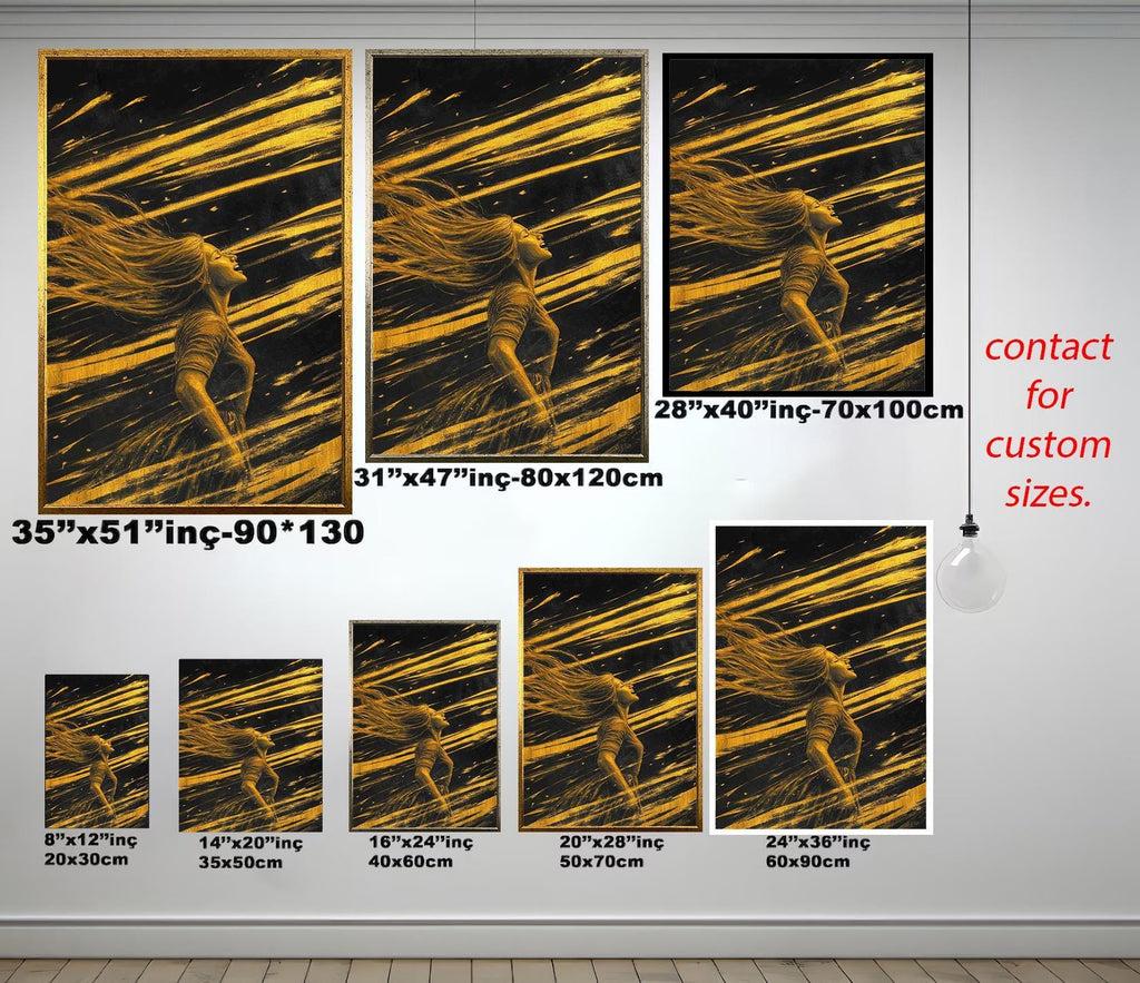 Women Wall Art – Golden Abstract Canvas Print | Feminine Black & Gold Decor