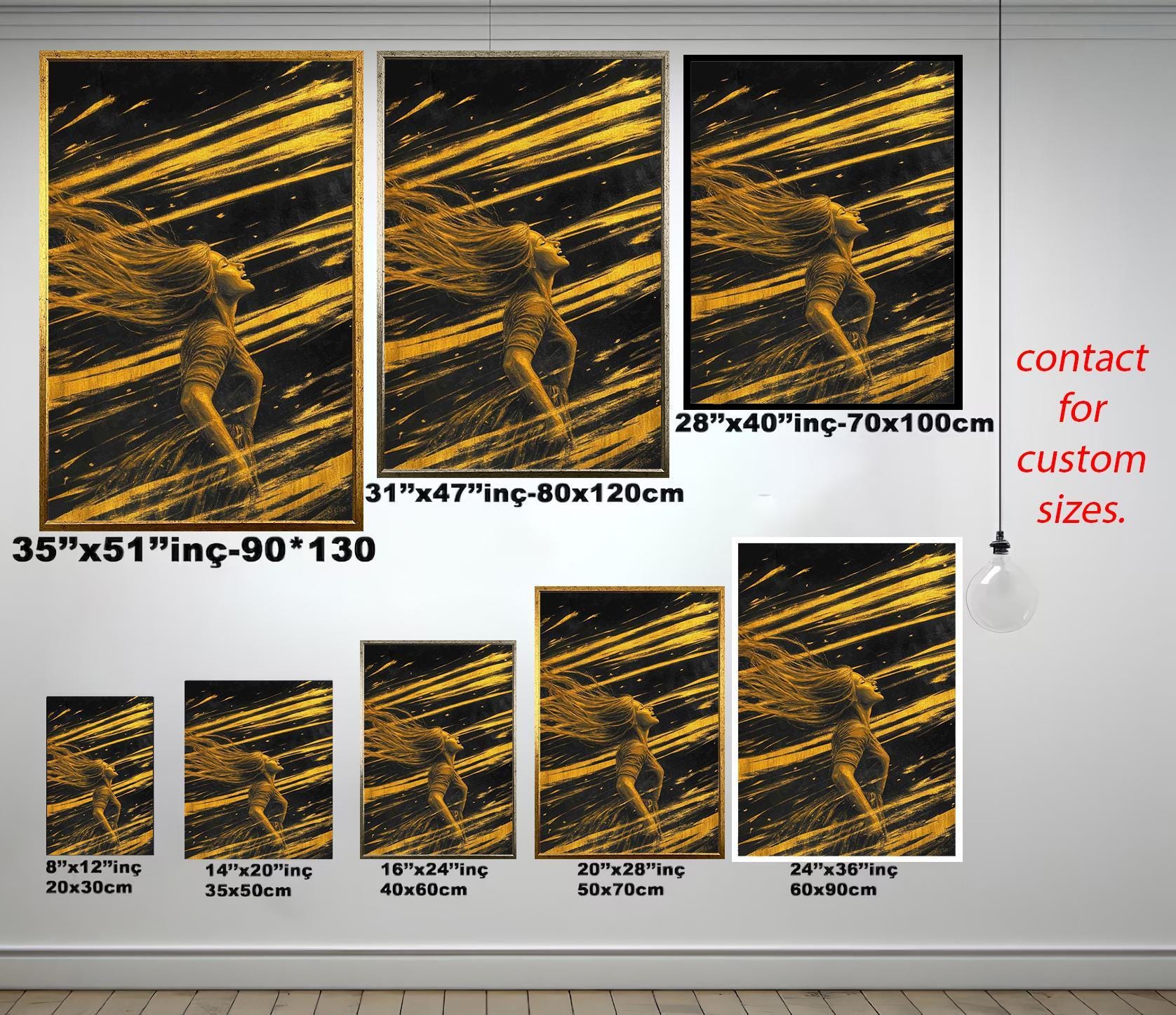 Women Wall Art – Golden Abstract Canvas Print | Feminine Black & Gold Decor