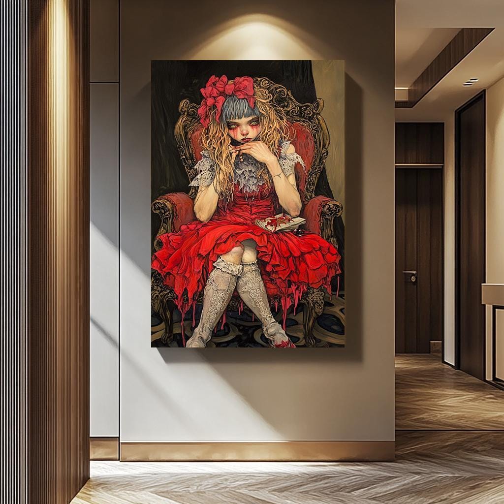 Gothic Woman Wall Art – Dark Gothic Decor | Macabre Girl Portrait Canvas Print