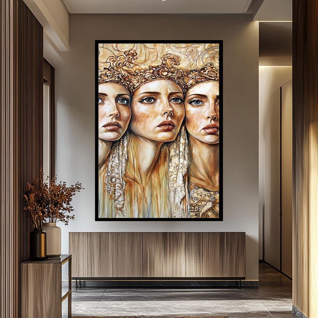 Women Wall Art – Modern Renaissance Artwork | Luxury Home Decor | Gold Frame