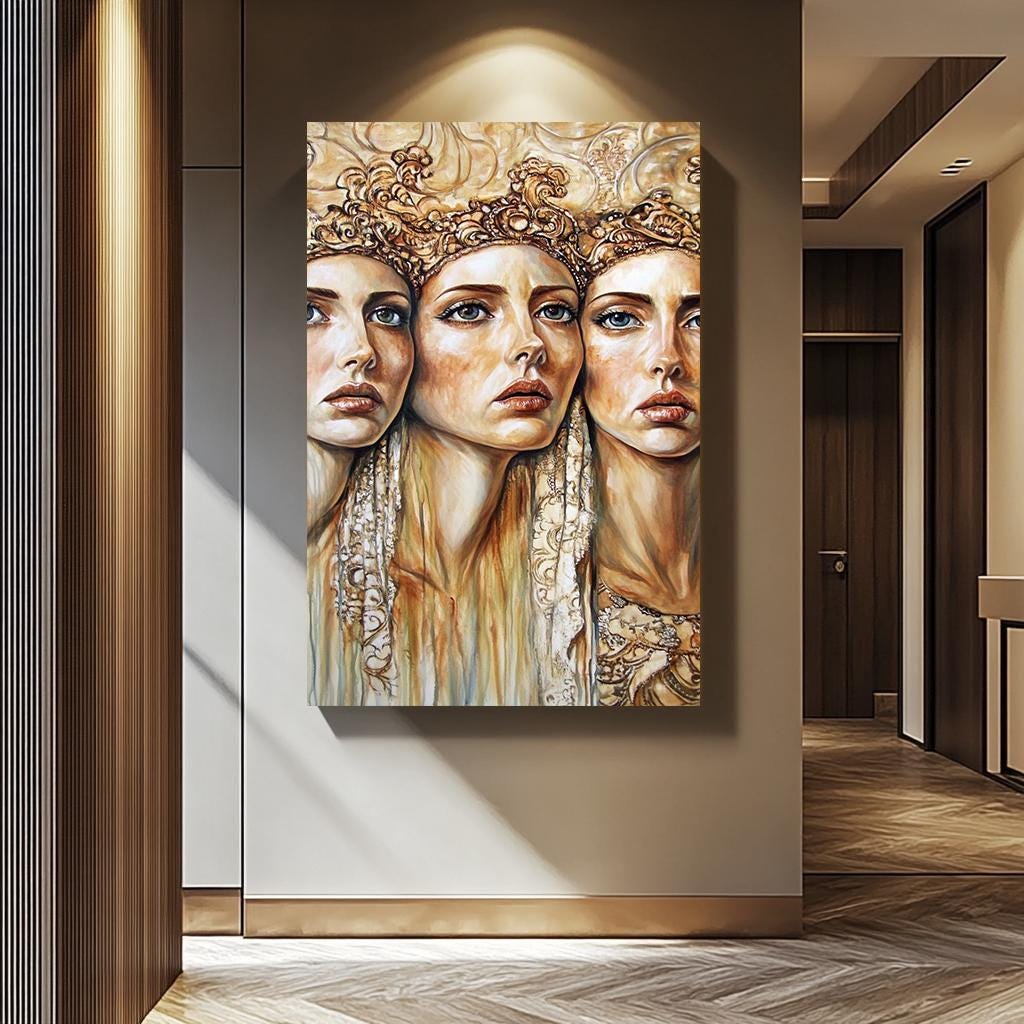 Women Wall Art – Modern Renaissance Artwork | Luxury Home Decor | Gold Frame