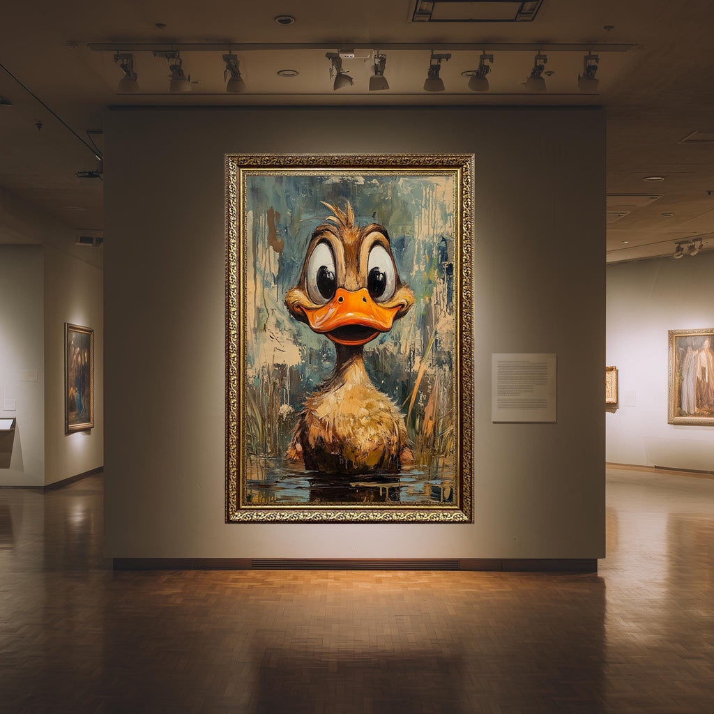 Cute Duck Canvas Print – Whimsical Nursery Wall Art with Bright Orange Beak