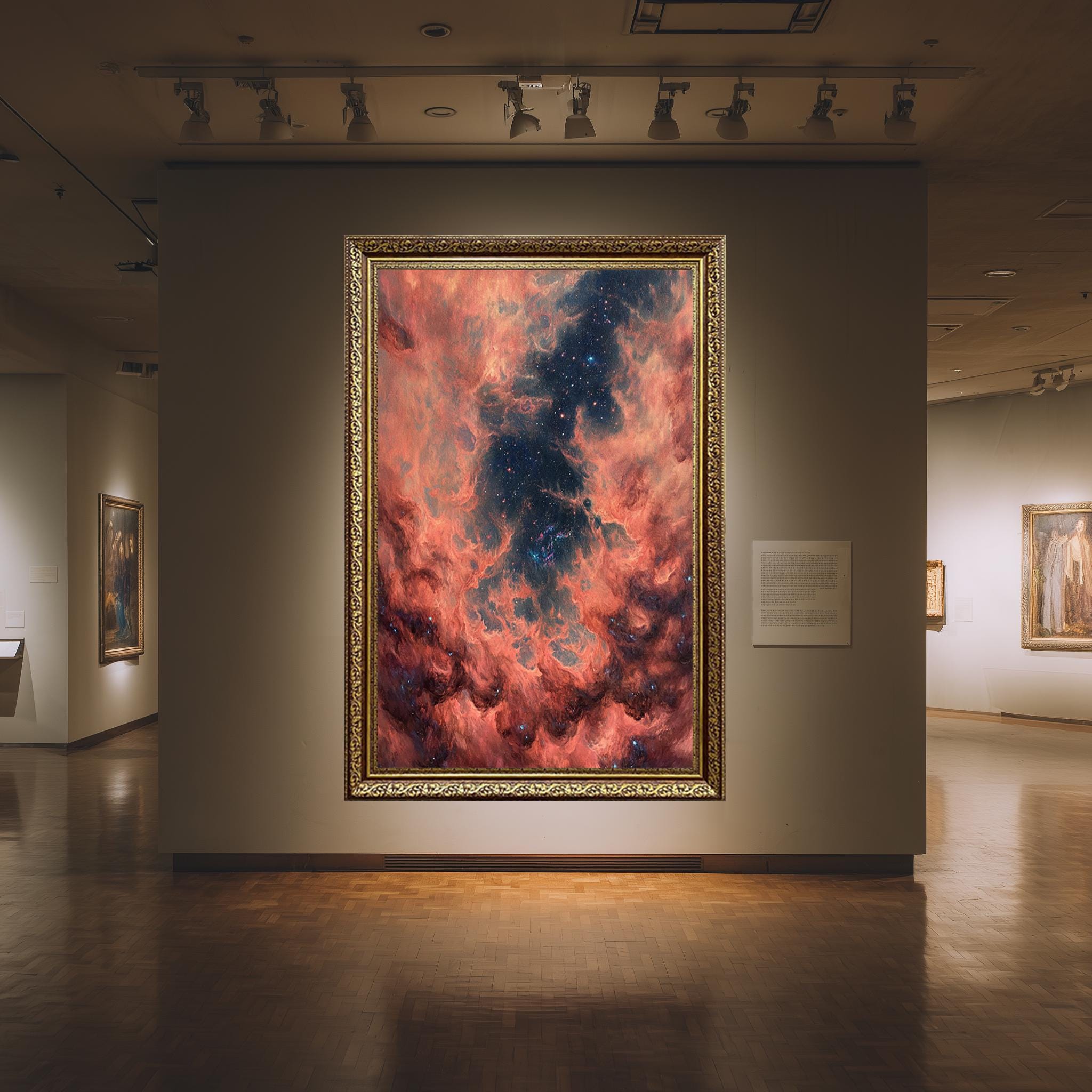 Nebula Canvas Wall Art – Cosmic Galaxy Clouds & Red Nebula Painting on Gallery-Quality Canvas