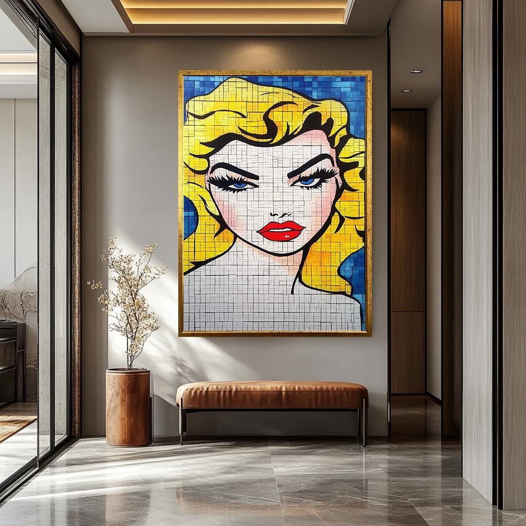 Pop Art Wall Art - Vibrant Blonde Portrait on Modern Abstract Canvas | Chic Feminine Decor