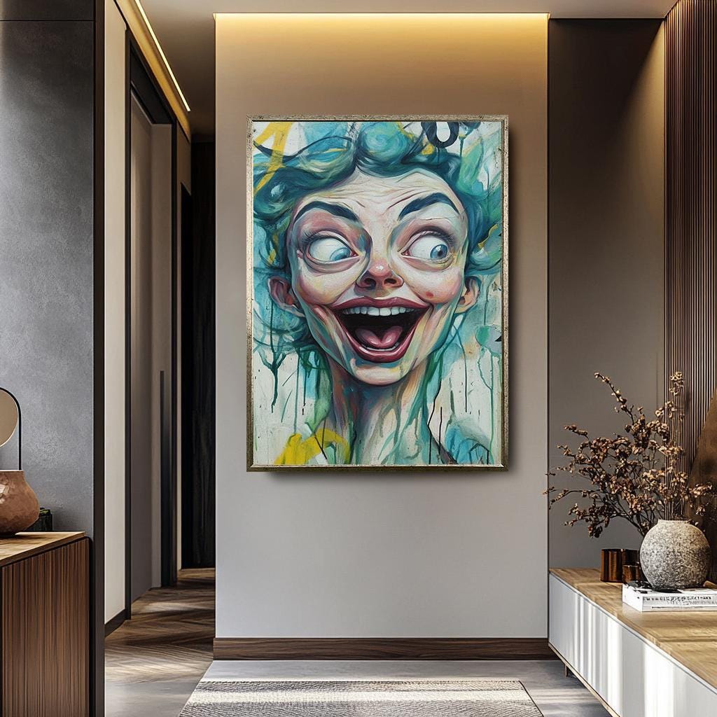 Weird Pop Art Bold Abstract Portrait - Vibrant Modern Wall Art Canvas Print