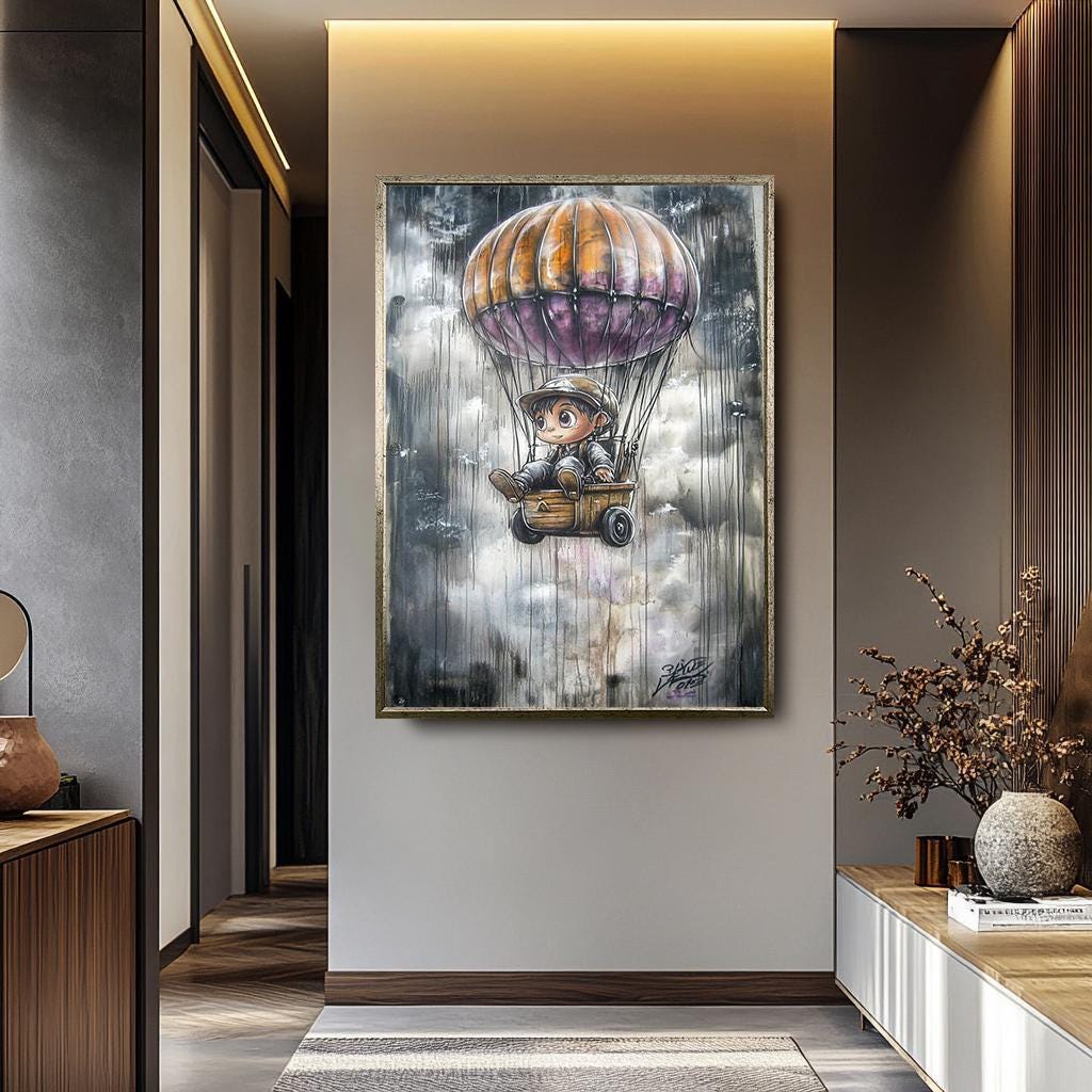 Banksy Balloon Wall Art - Graffiti Wall Art Canvas | Urban Graffiti Decor Print