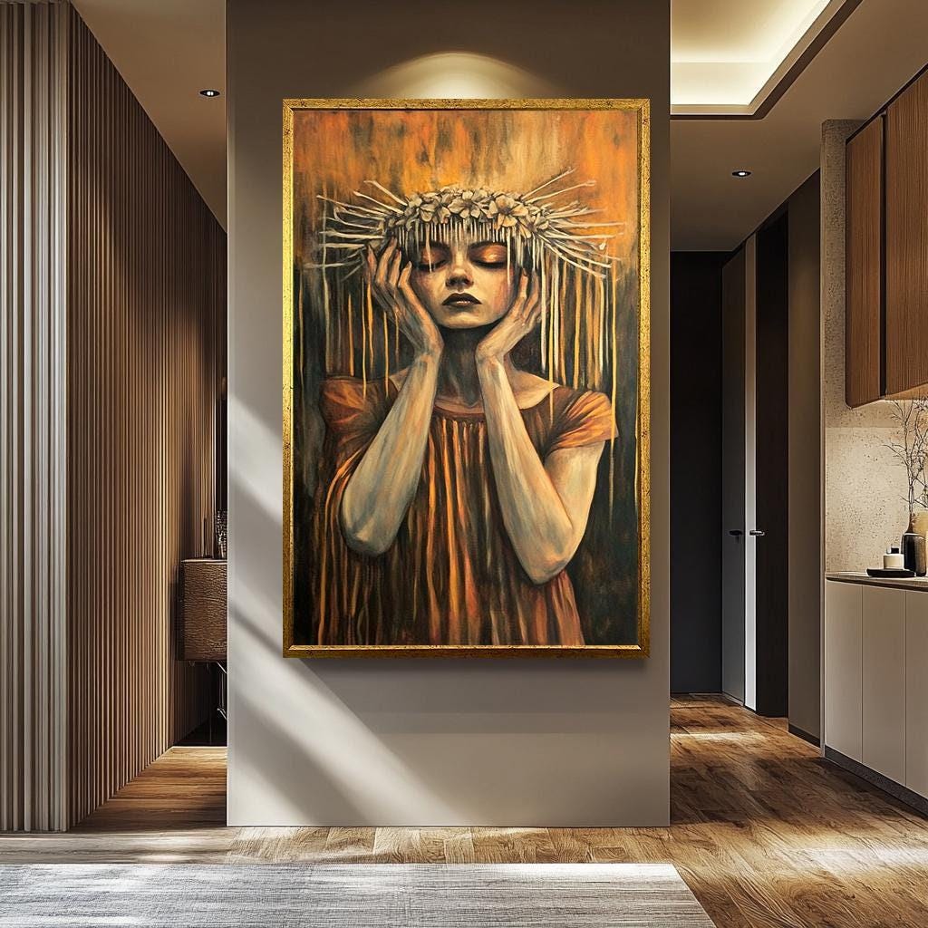 Surreal Woman Wall Art – Dark Fantasy Artwork | Unique Gothic Aesthetic Canvas Print