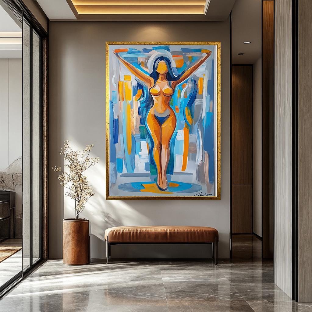 Abstract Woman Print – Modern Nude Art | Colorful Wall Decor | Female Canvas