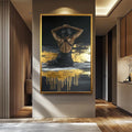 Black Woman Wall Art – Gold Leaf Canvas | Modern Female Painting | Textured Canvas Print