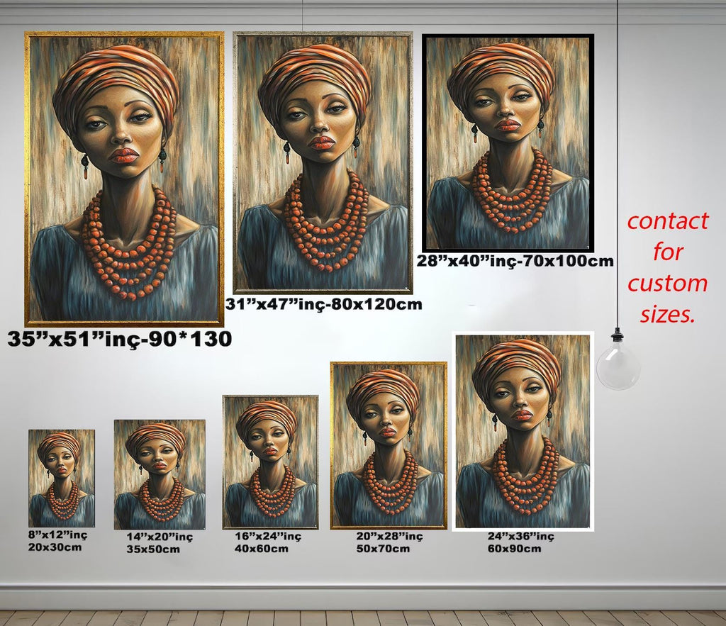 African Women Wall Art – Bold Tribal Woman Painting | Elegant Female Portrait Canvas