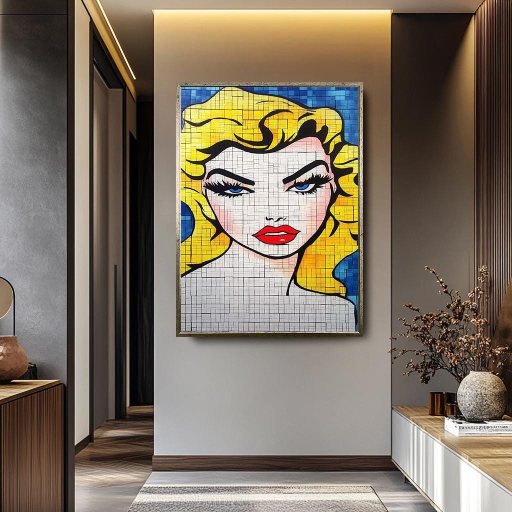 Pop Art Wall Art - Vibrant Blonde Portrait on Modern Abstract Canvas | Chic Feminine Decor