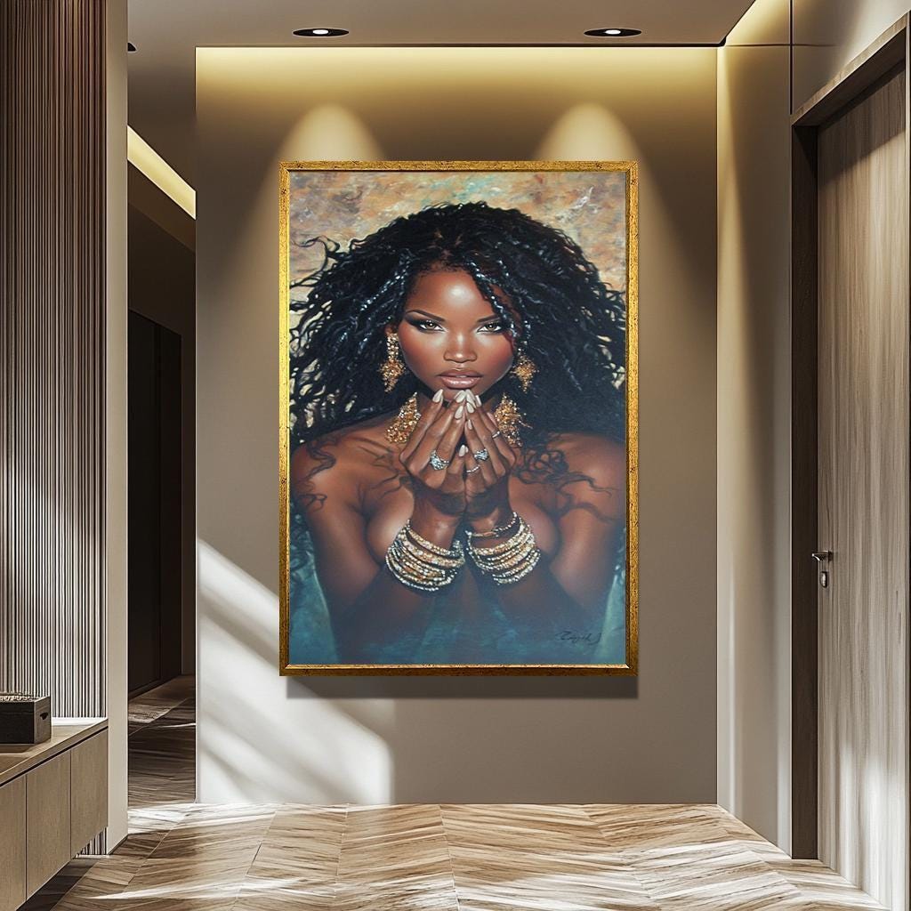African Woman Wall Art – Luxury Canvas Print | Black Women Portrait Decor