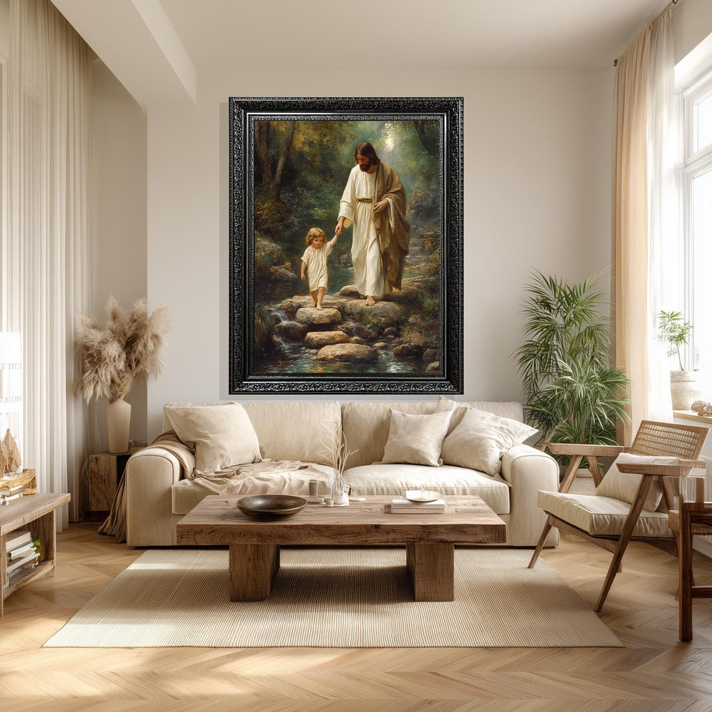 Jesus Holding Child Art – Christian Wall Decor | Faith Inspired Canvas Print
