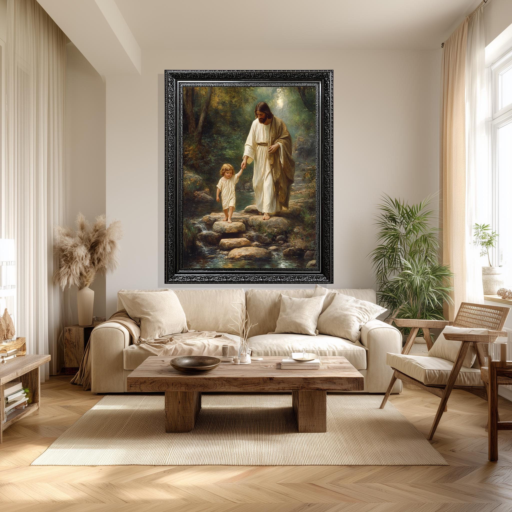 Jesus Holding Child Art – Christian Wall Decor | Faith Inspired Canvas Print