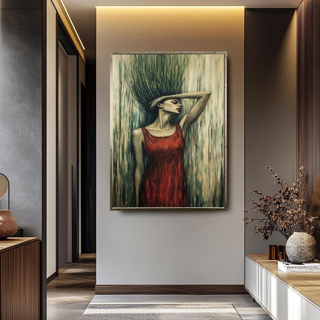 Surreal Woman Portrait - Modern Abstract Wall Art | Feminine Canvas Painting