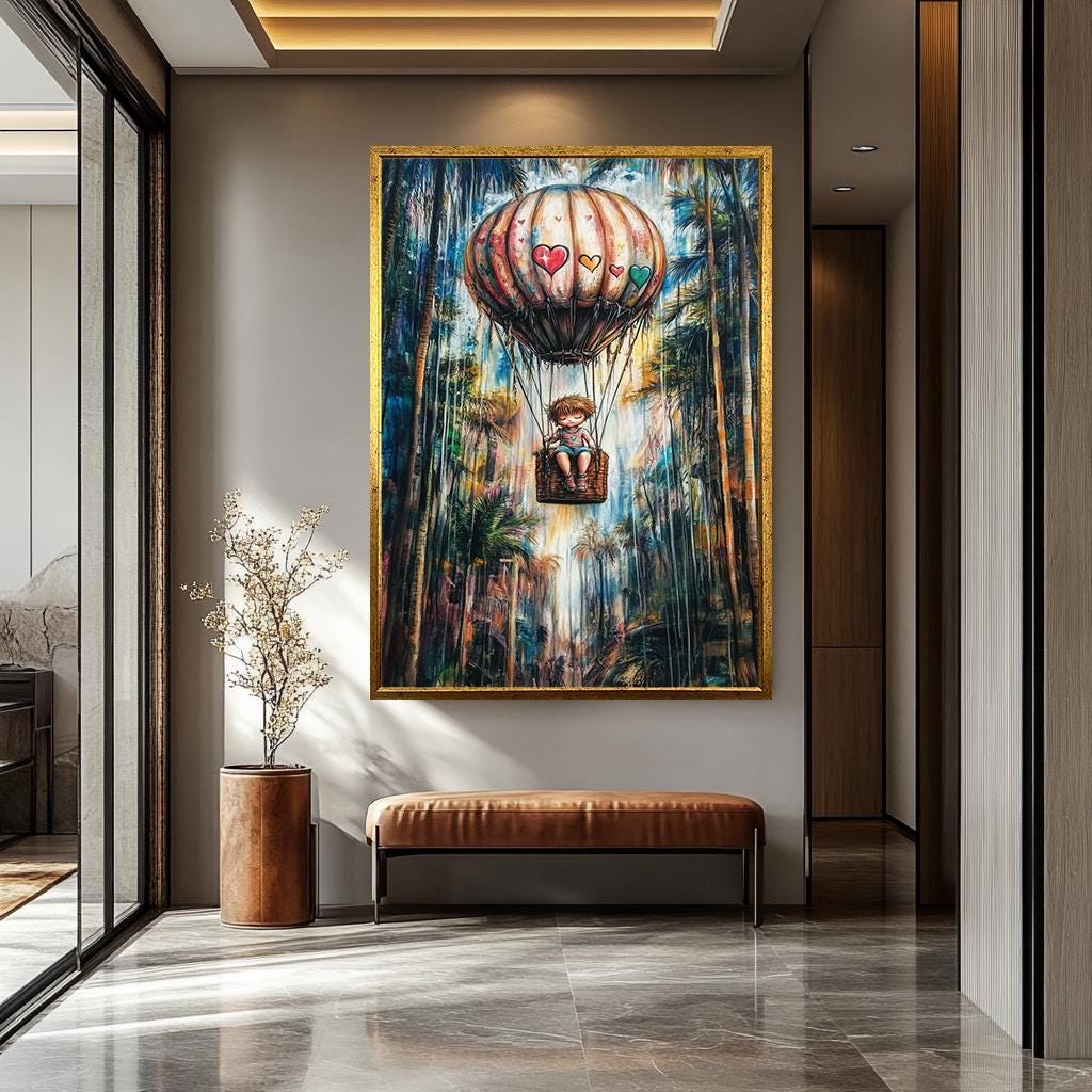 Banksy Wall Art – Graffiti Style Canvas | Vibrant Urban Jungle Artwork with Balloon