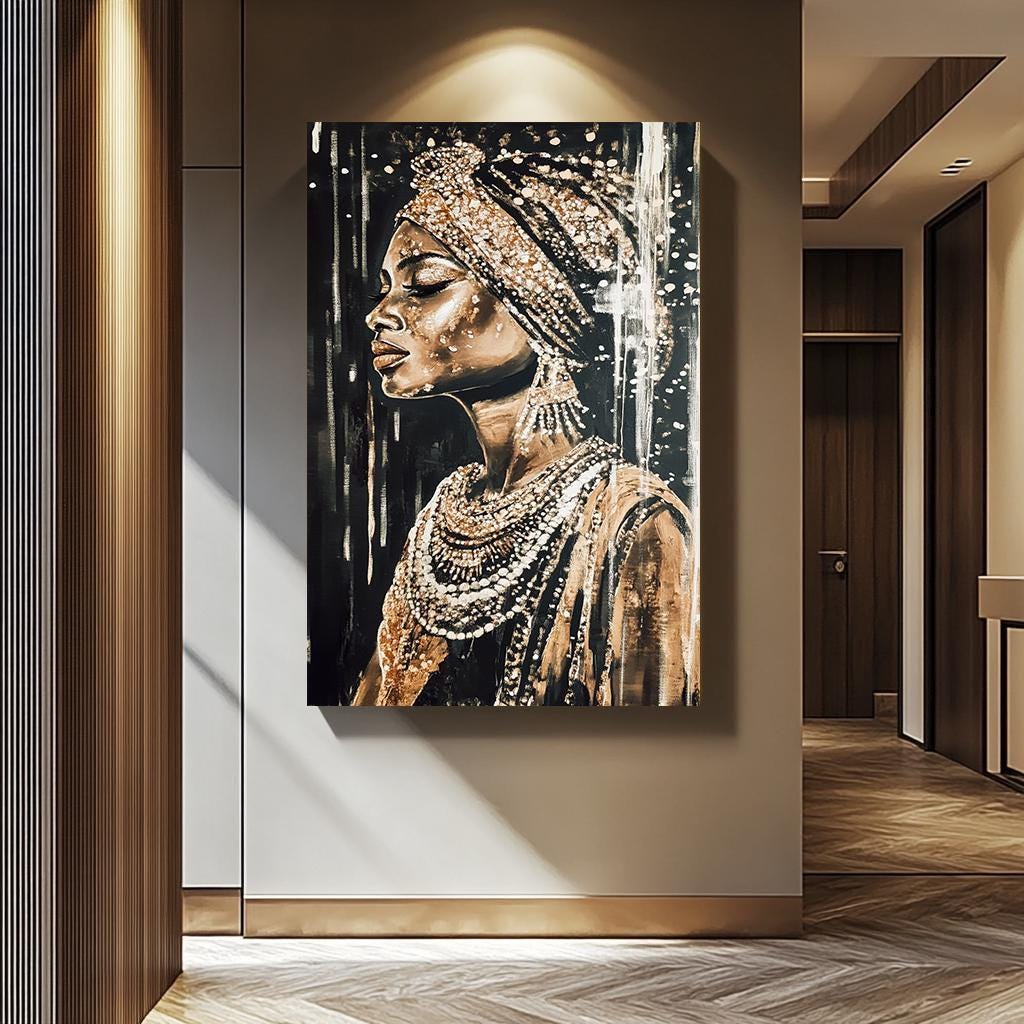 Abstract African Woman Art - Luxury Female Portrait Canvas | Vibrant Wall Decor