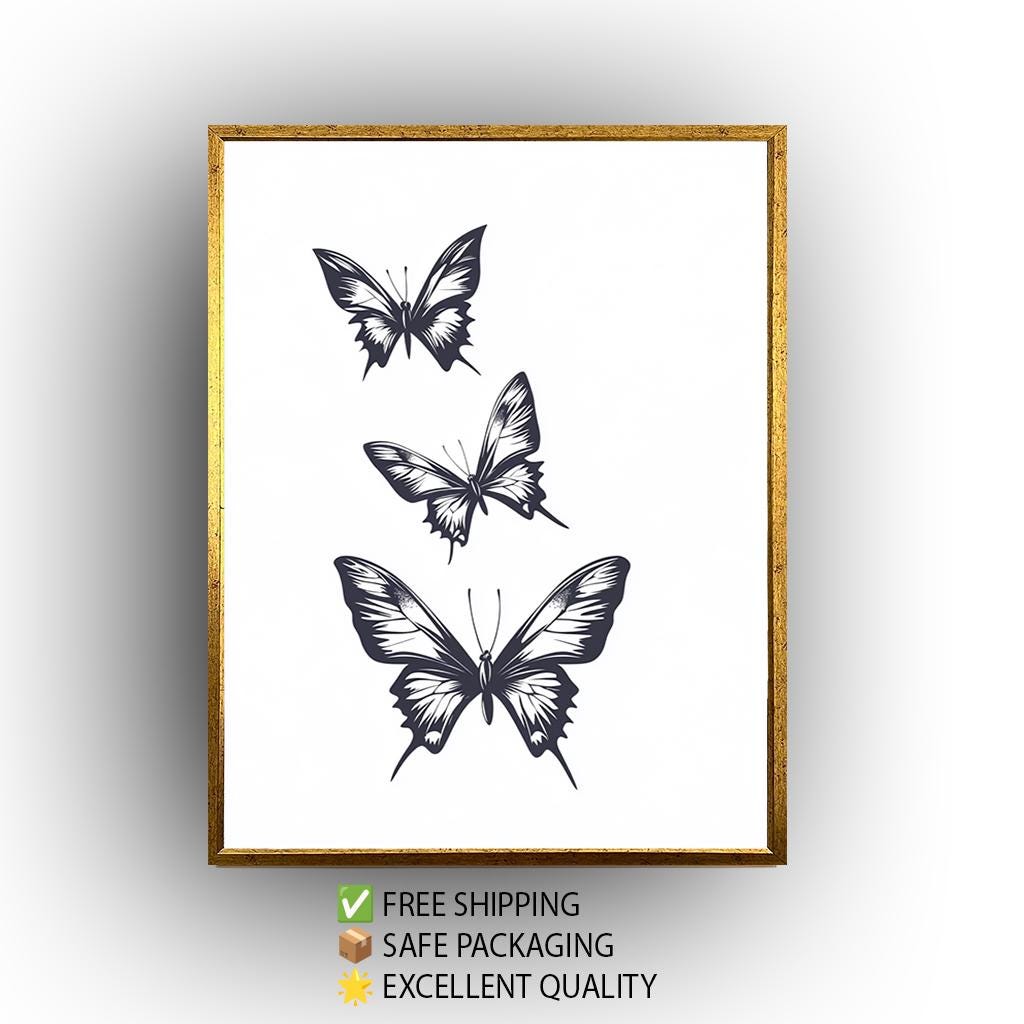 Black White Butterfly Art – Minimalist Wall Art Canvas Print | Elegant Nature Illustration
