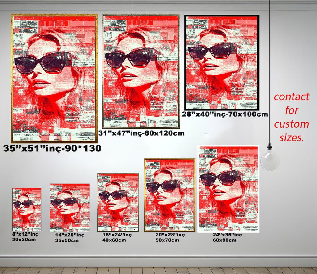 Women Pop Art Wall Art - Bold Red Portrait | Modern Feminine Decor Canvas