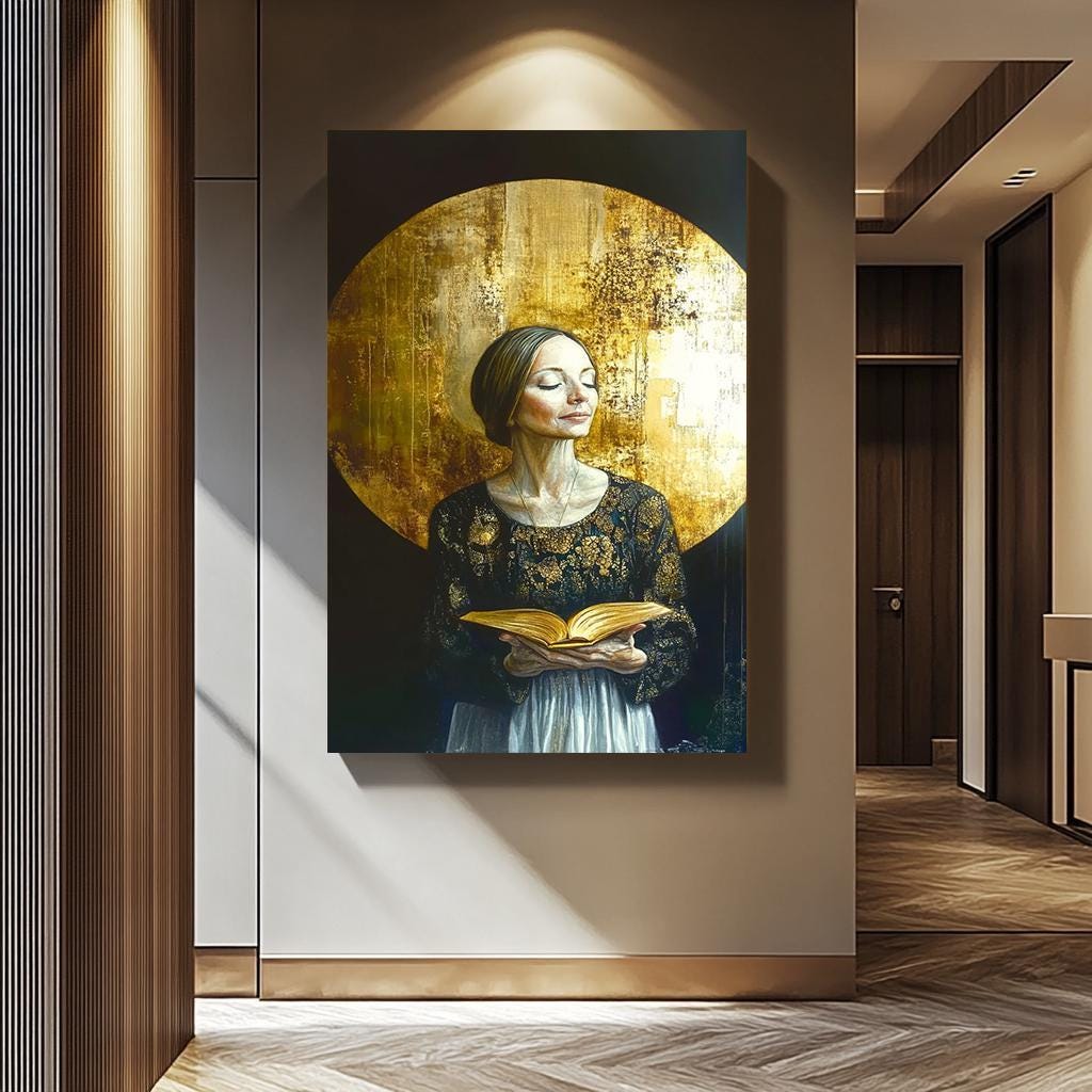 Women Wall Art – Gold and Black Portrait Canvas | Modern Abstract Decor Gift