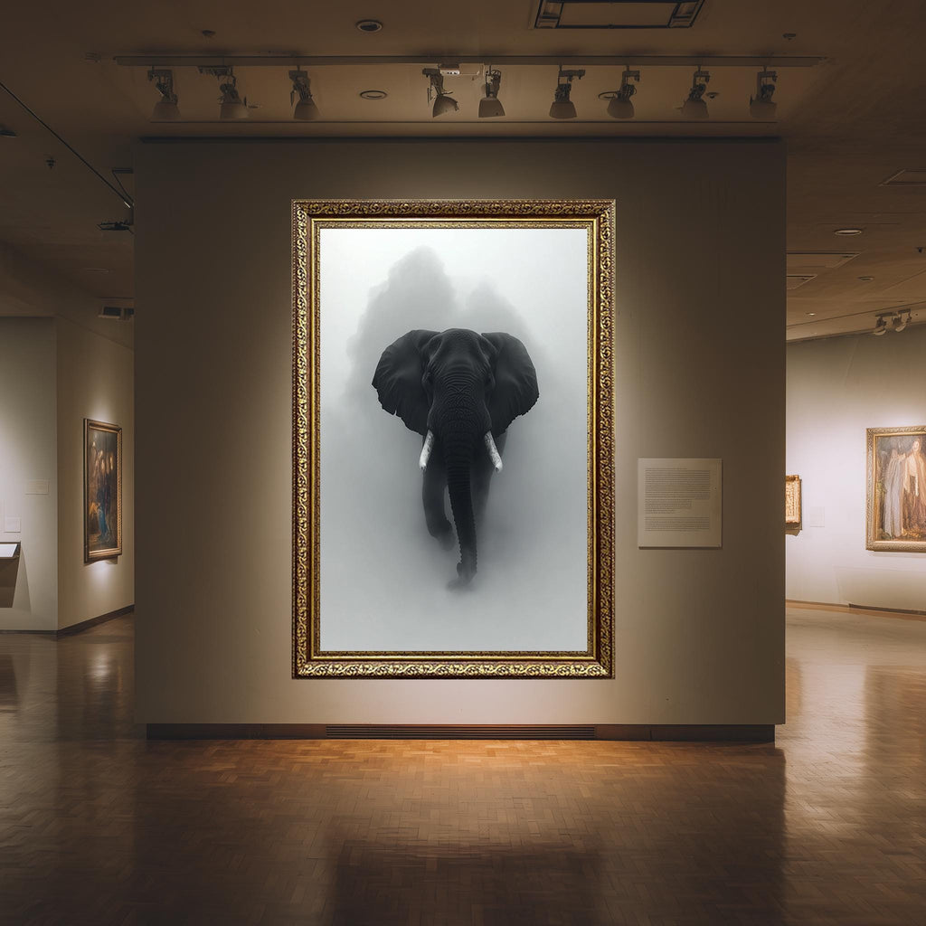 Elephant Canvas Print – Monochrome Animal Wall Art | Wildlife Decor, Safari Accent