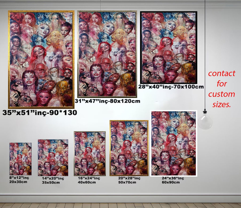 Surreal Faces Wall Art - Bold Pop Art Decor | Unique Canvas Prints & Vibrant Floral Painting