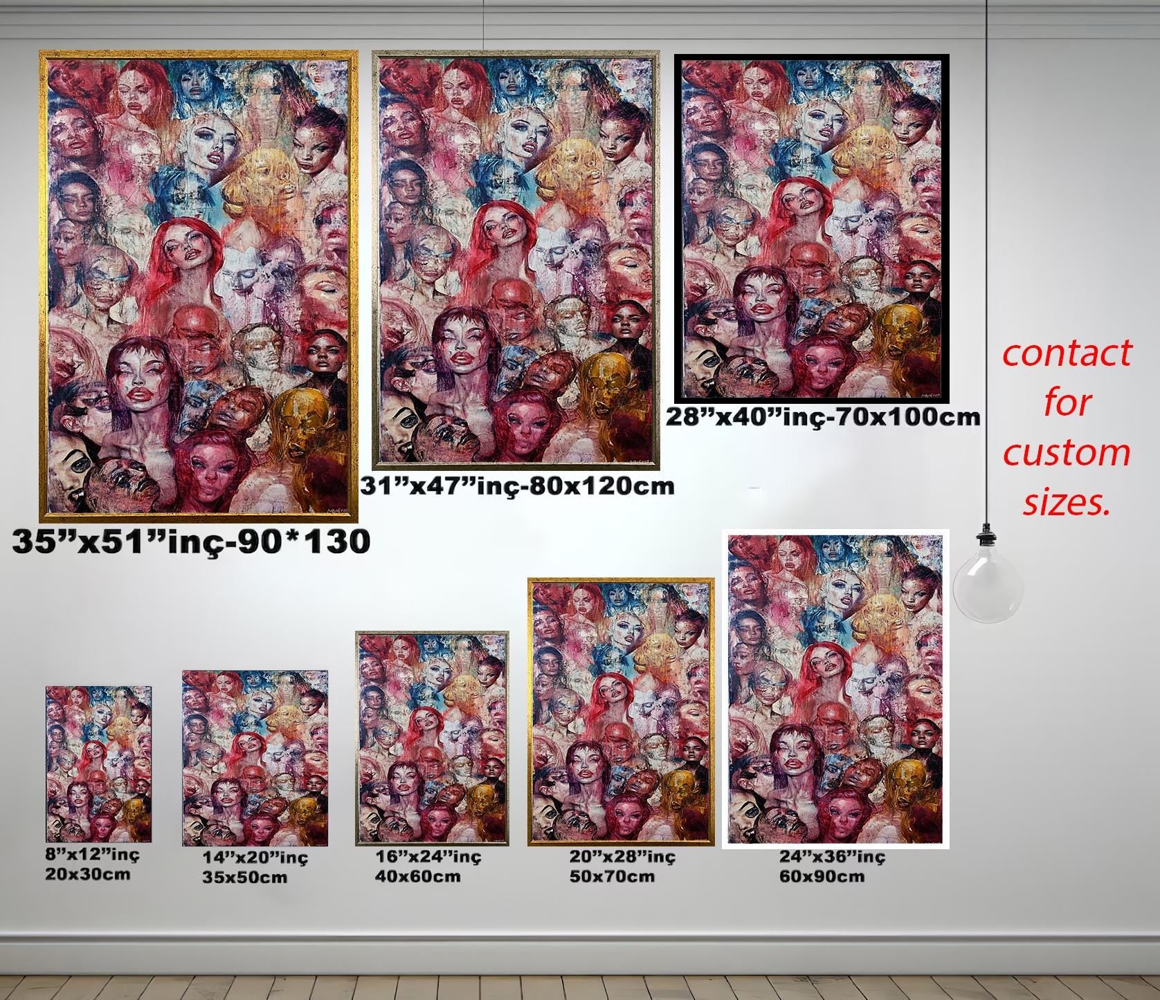 Surreal Faces Wall Art - Bold Pop Art Decor | Unique Canvas Prints & Vibrant Floral Painting