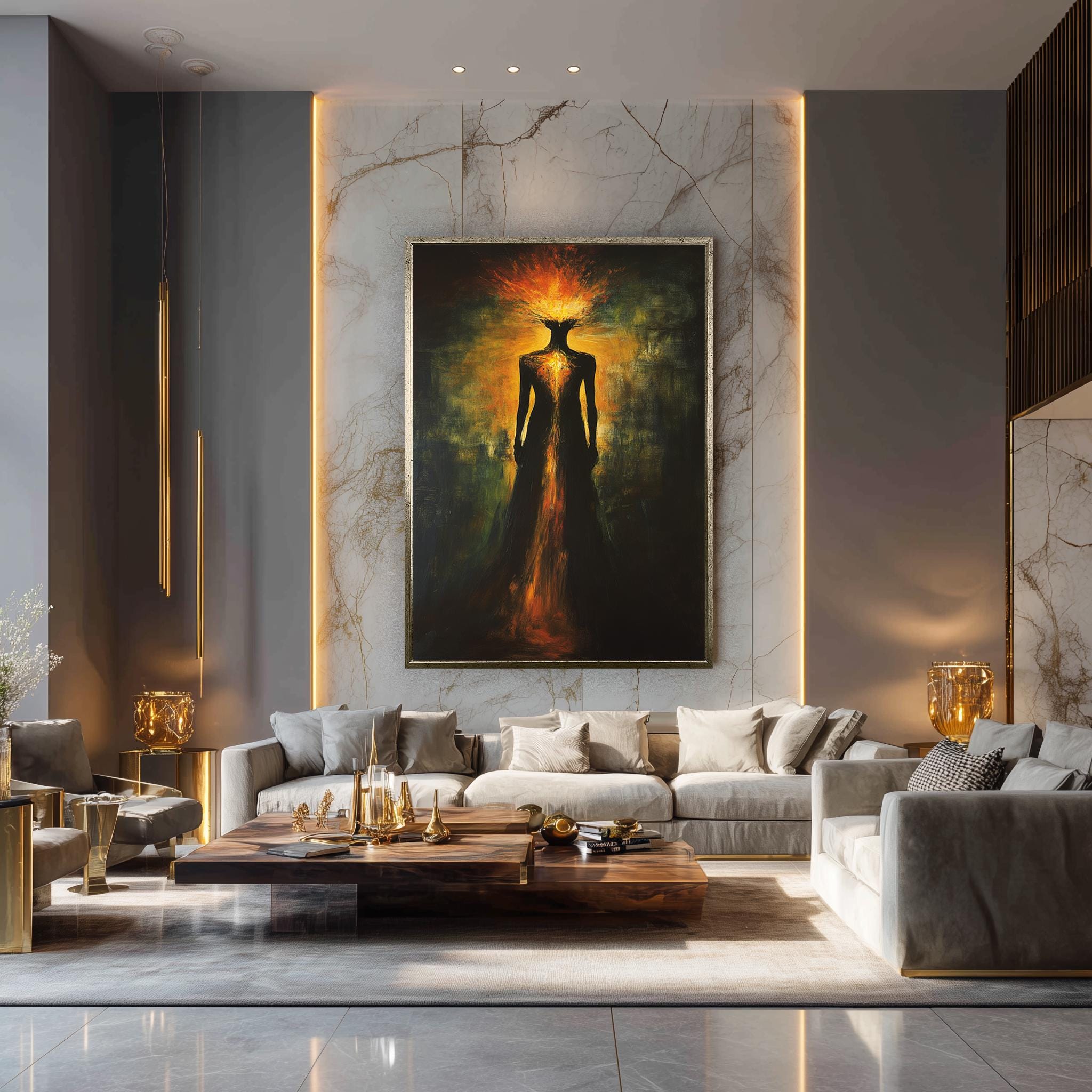 Abstract Fire Canvas – Fiery Aura & Glowing Body Art | Burning Soul Print