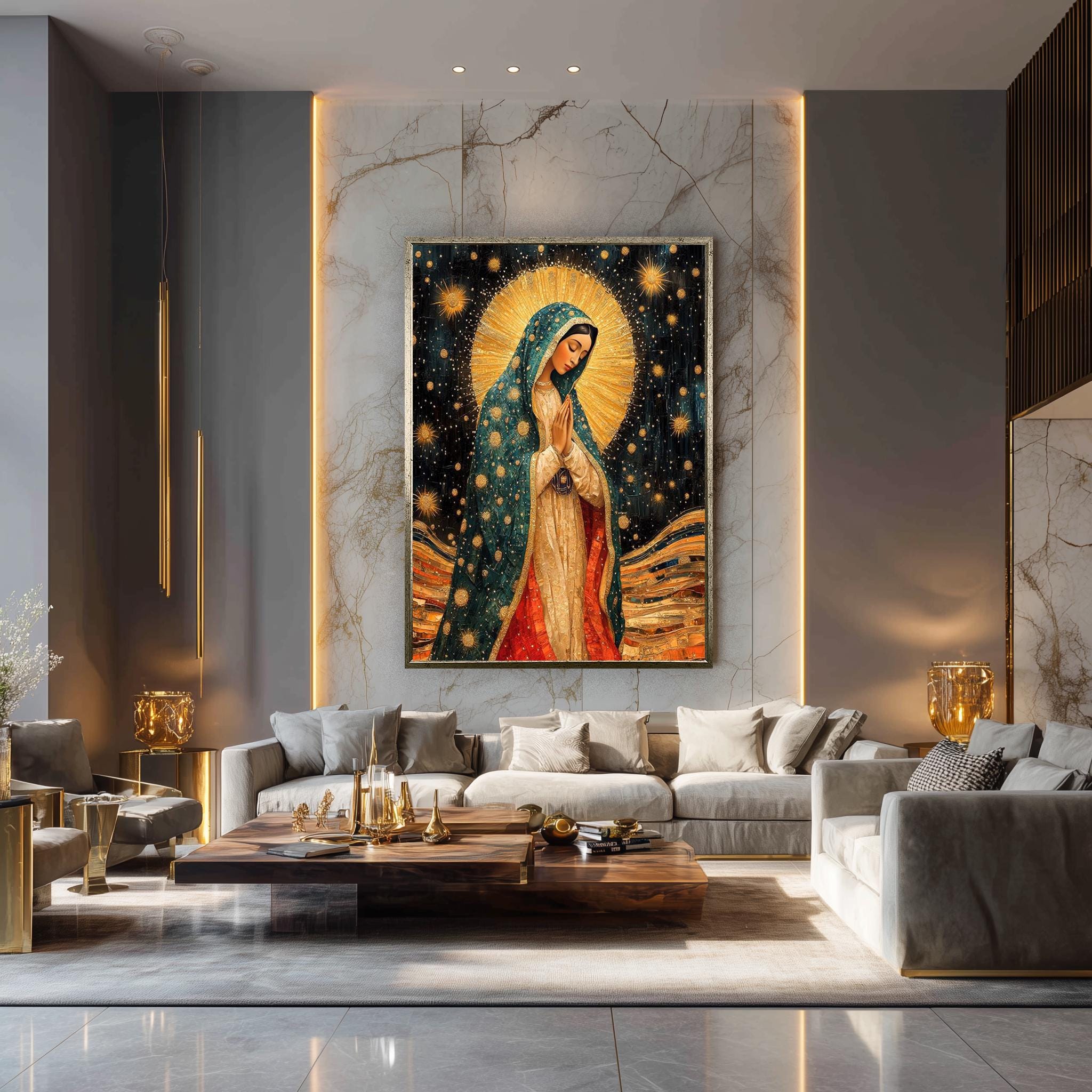 Our Lady of Guadalupe Canvas | Golden Halo Artwork - Catholic Marian Art Print