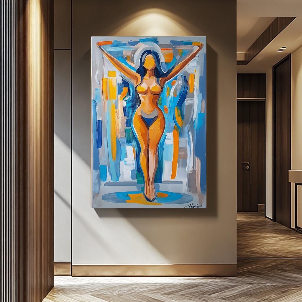 Abstract Woman Print – Modern Nude Art | Colorful Wall Decor | Female Canvas