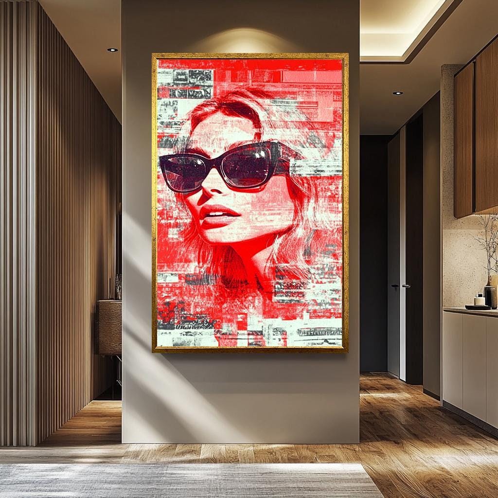 Women Pop Art Wall Art - Bold Red Portrait | Modern Feminine Decor Canvas