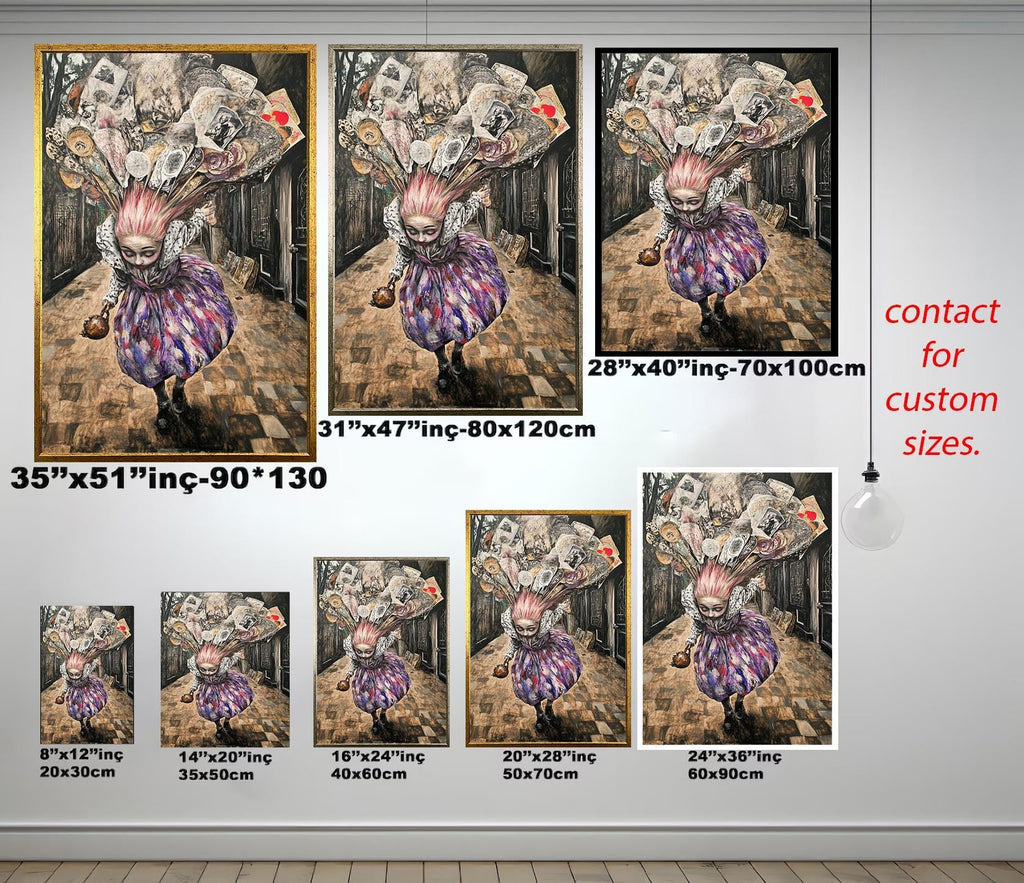 Surreal Woman Wall Art – Whimsical Fantasy Portrait Print | Gothic Dreamlike Painting