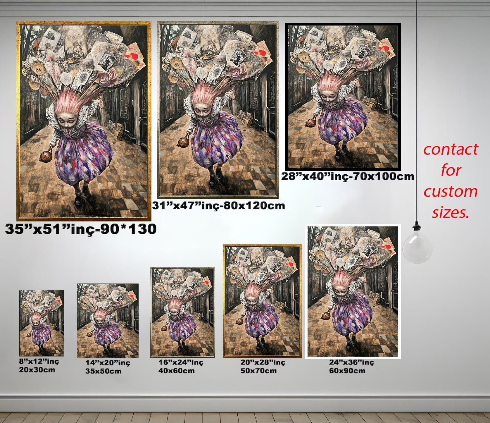 Surreal Woman Wall Art – Whimsical Fantasy Portrait Print | Gothic Dreamlike Painting