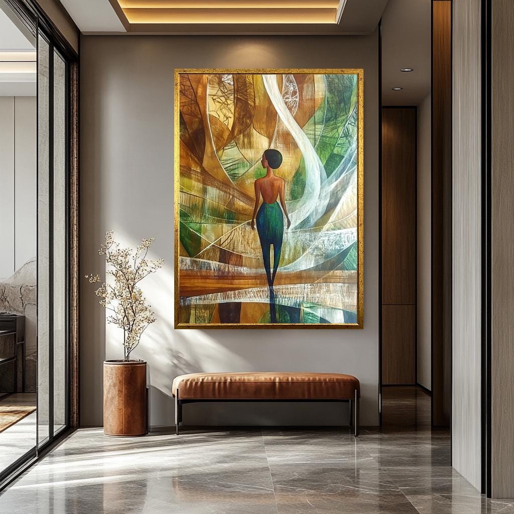 African Women Wall Art - Elegant Abstract Female Portrait Canvas Print