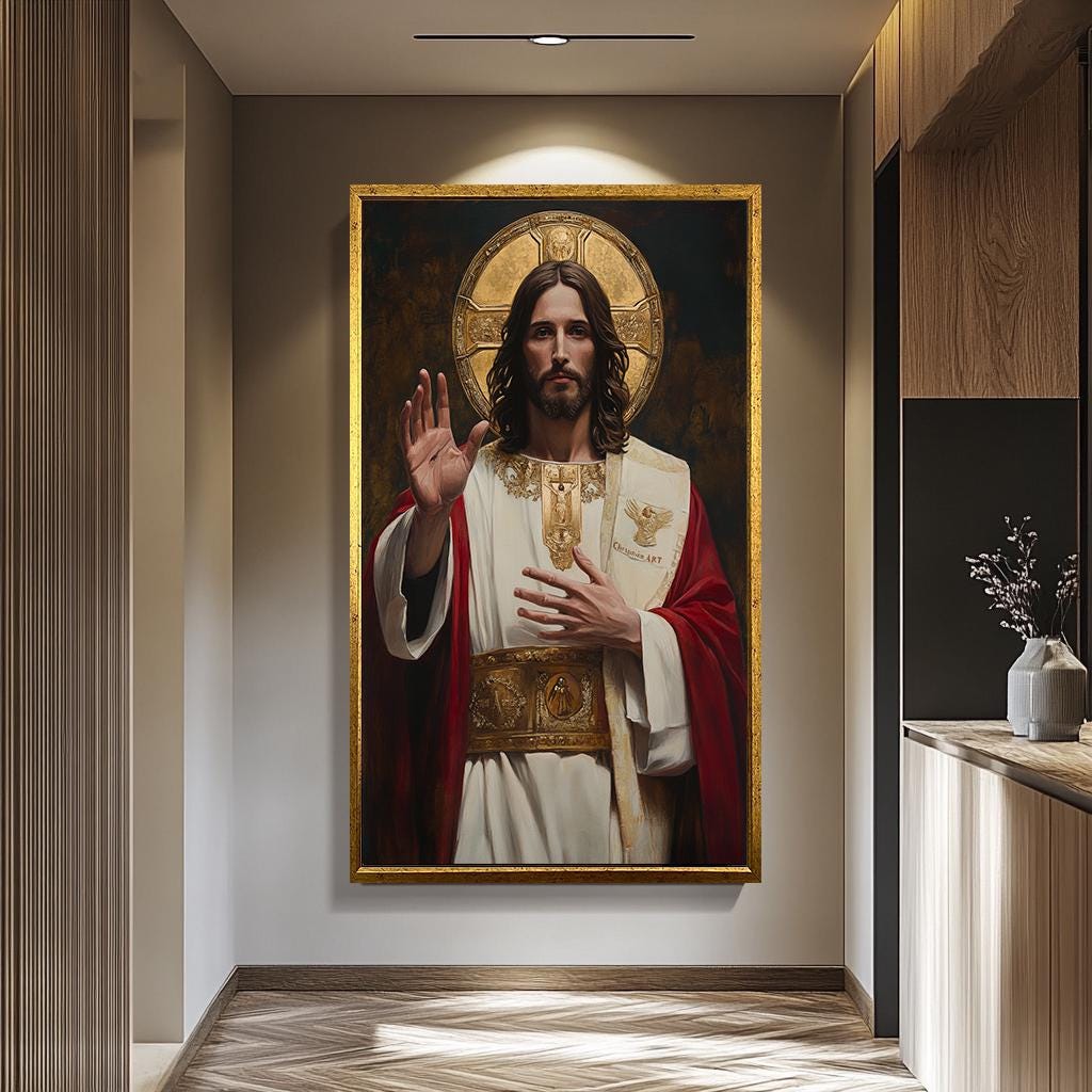 Jesus Wall Art | Christian Canvas Art - Religious Wall Decor | Prayer Room Artwork