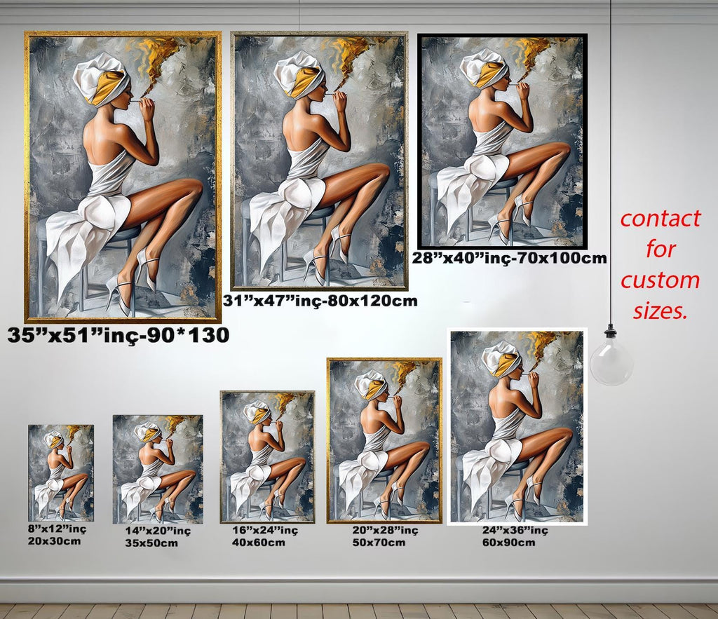 Woman Smoking Wall Art – Luxury Feminine Painting | Modern Women Canvas Print