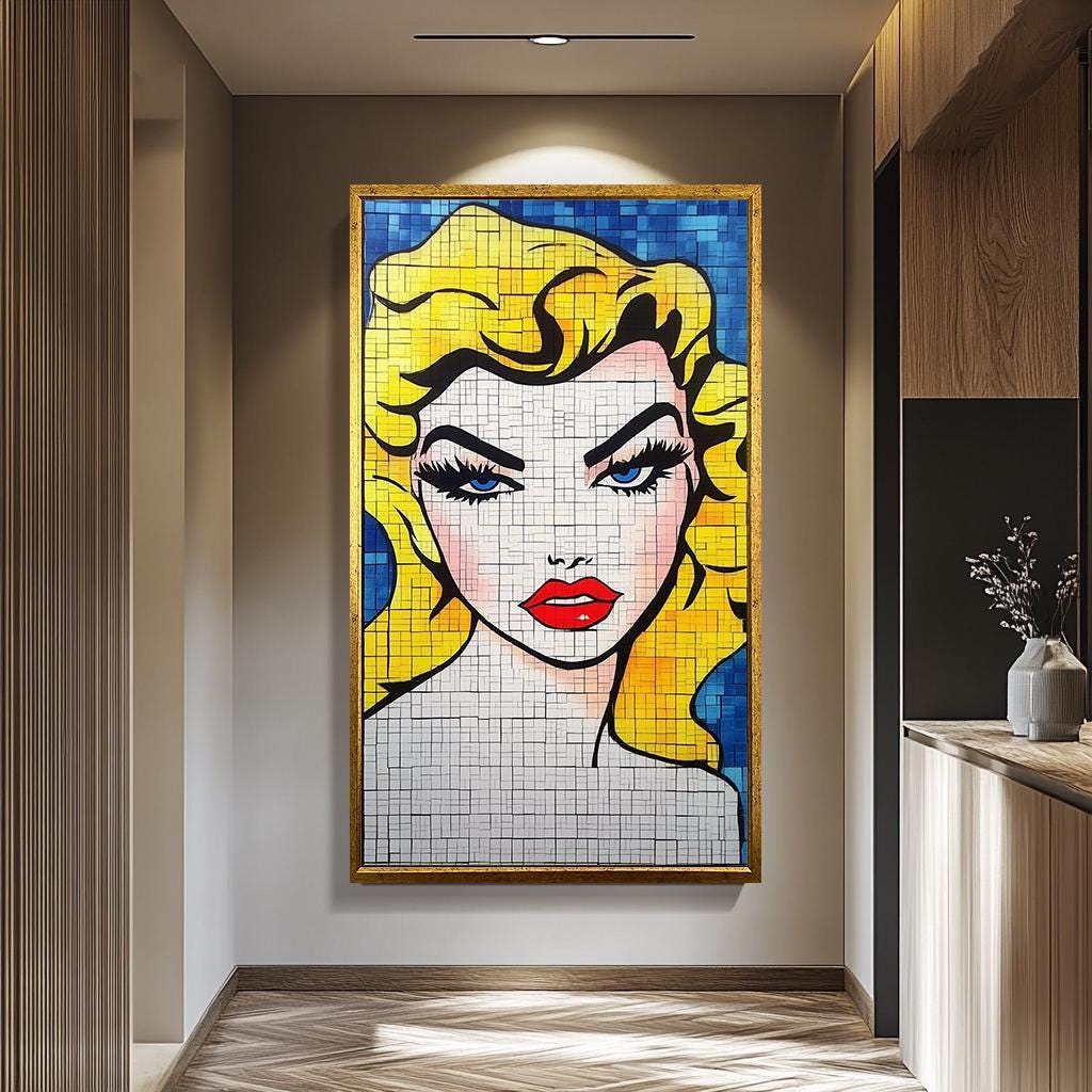 Pop Art Wall Art - Vibrant Blonde Portrait on Modern Abstract Canvas | Chic Feminine Decor
