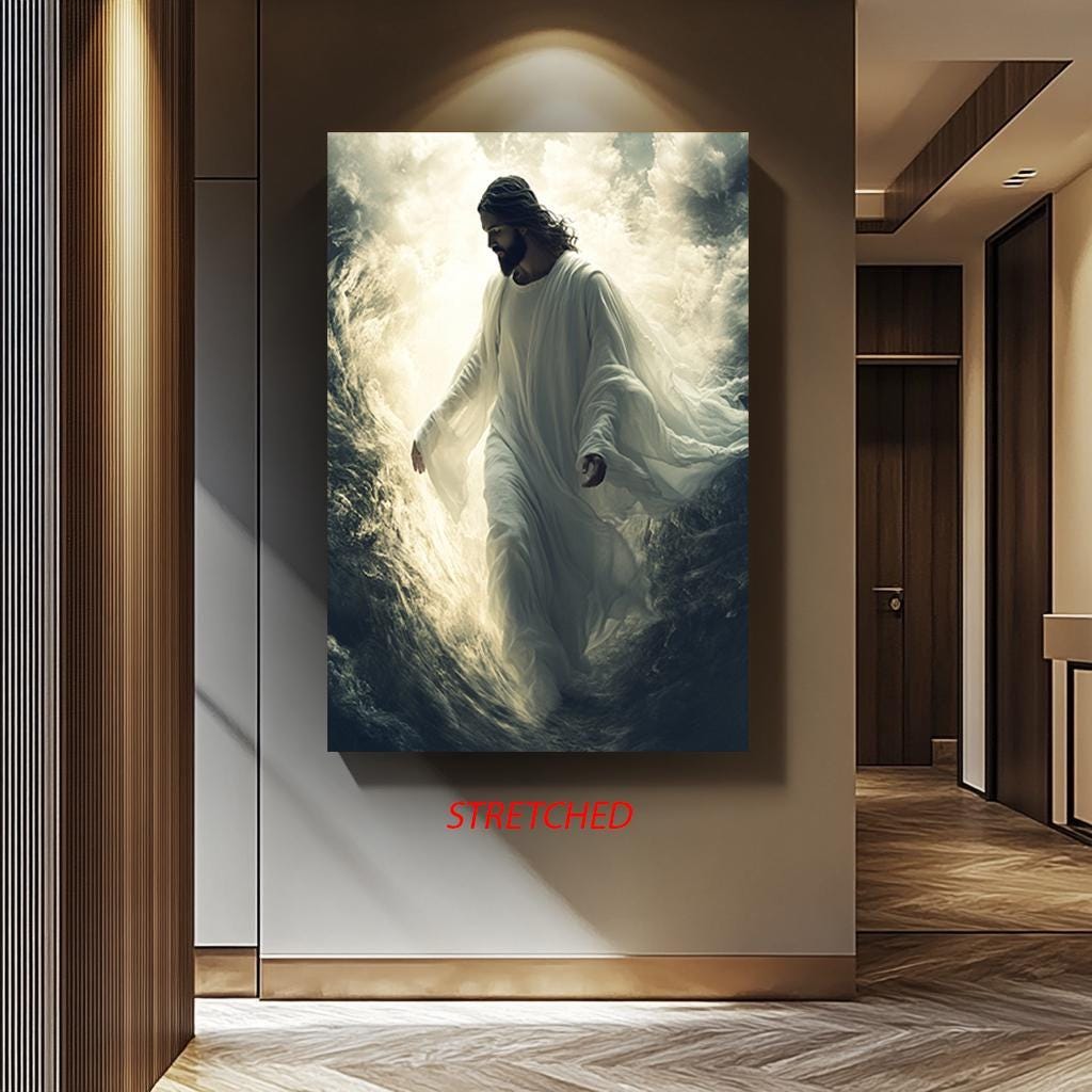 Jesus Canvas Wall Art - Christian Wall Decor | Walking on Water Spiritual Print