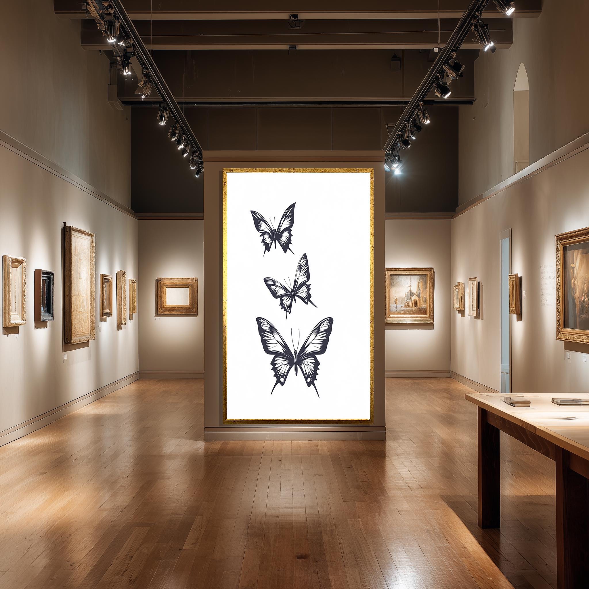 Black White Butterfly Art – Minimalist Wall Art Canvas Print | Elegant Nature Illustration