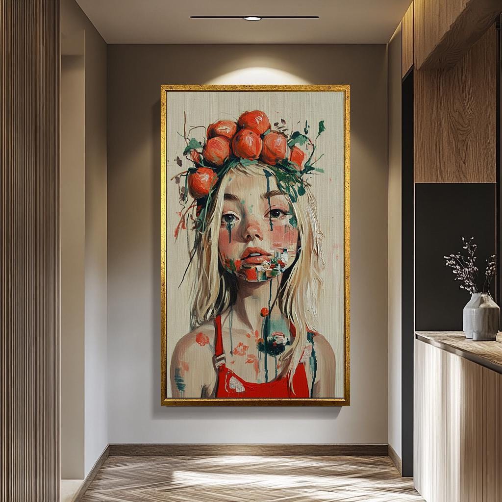 Abstract Woman Portrait | Surreal Female Art Canvas Print – Vibrant Modern Wall Decor