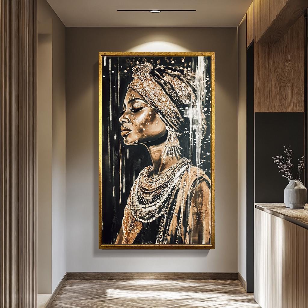 Abstract African Woman Art - Luxury Female Portrait Canvas | Vibrant Wall Decor