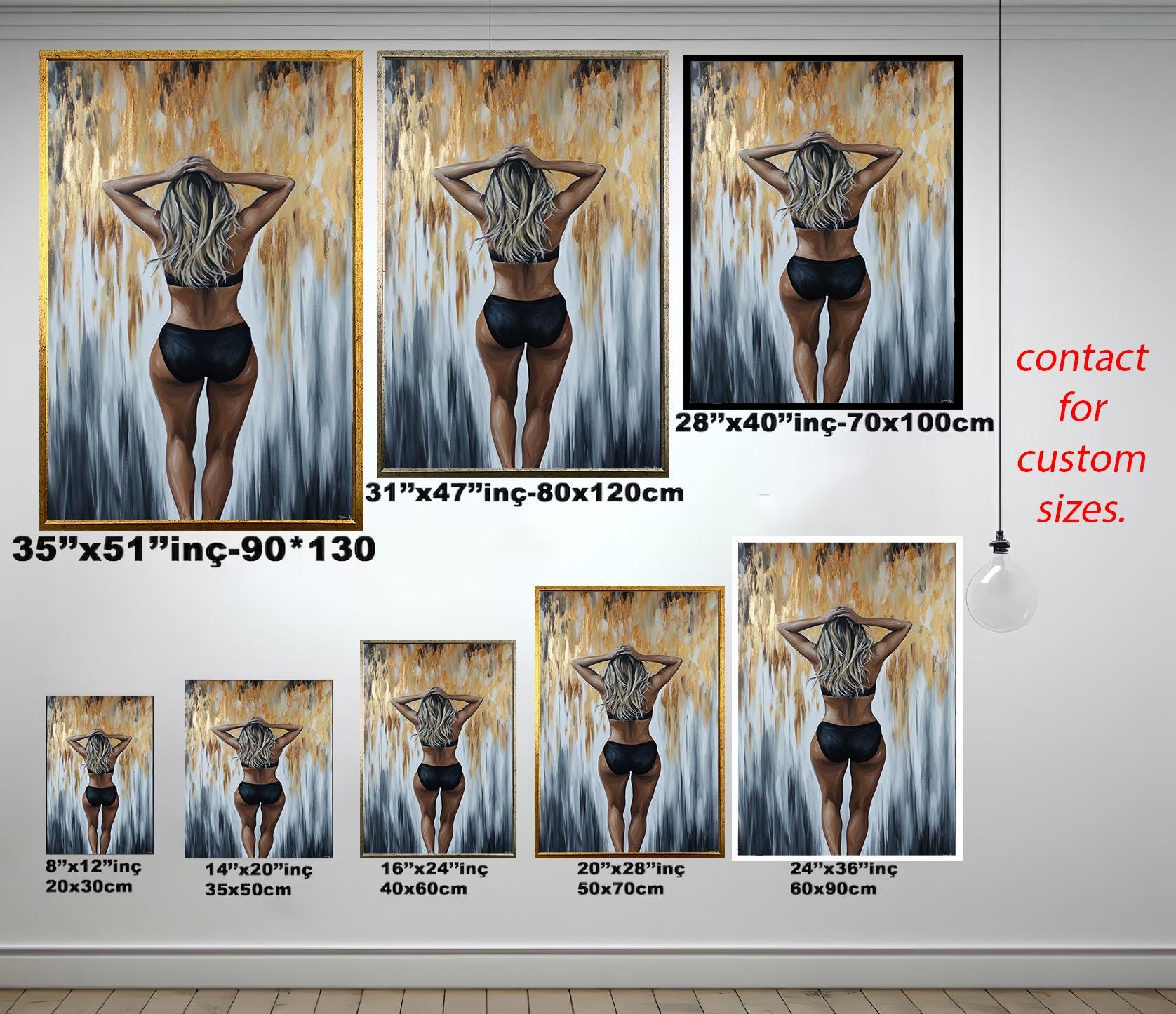 Sexy Woman Wall Art - Modern Female Canvas | Abstract Painting Art, Textured Canvas