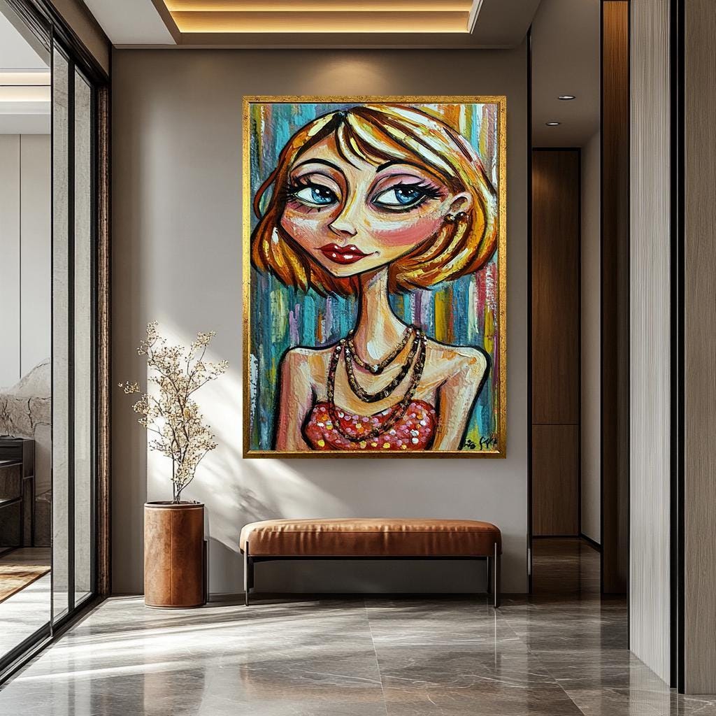 Pop Art Wall Art - Colorful Abstract Portrait Canvas Print | Feminine Home Decor