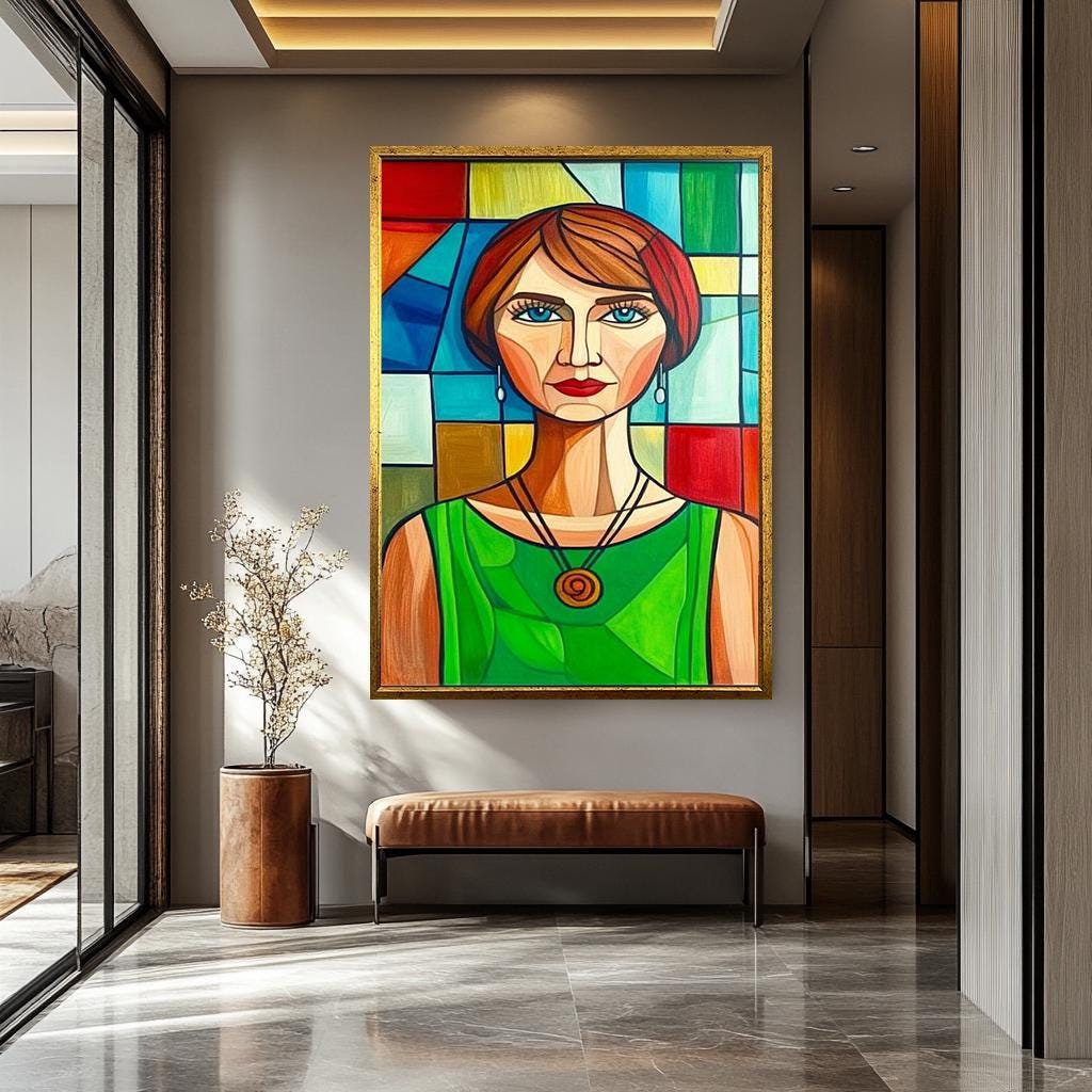 Pop Art Wall Art - Geometric Portrait Canvas | Bold Colorful Artwork for Living Room